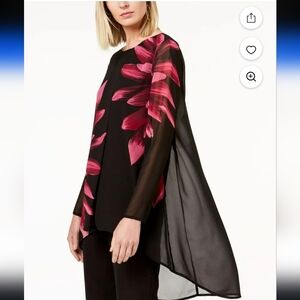 Alfani Black and Pink Floral Tunic Top Size S